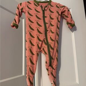 Kickee Pants Pink and Green Footie